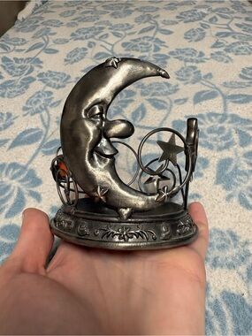 Vintage Moon and Stars Celestial Tealight Holder Whimsigoth 90s